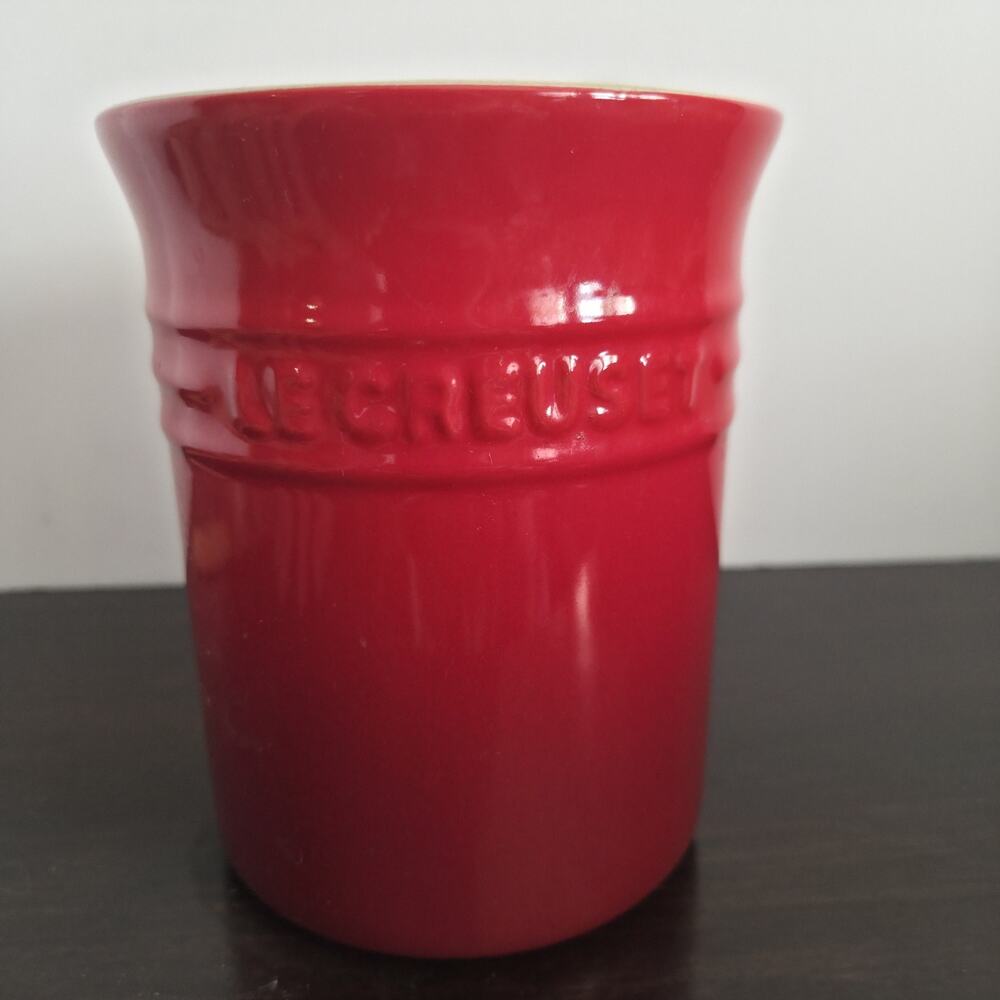 Le Creuset Stonewear Large Utensil Crock Red 6x5 Inch